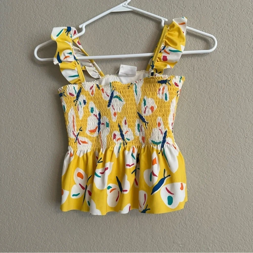Hanna Andersson Sunblock Swim Yellow Smocked Top Girls Size 10